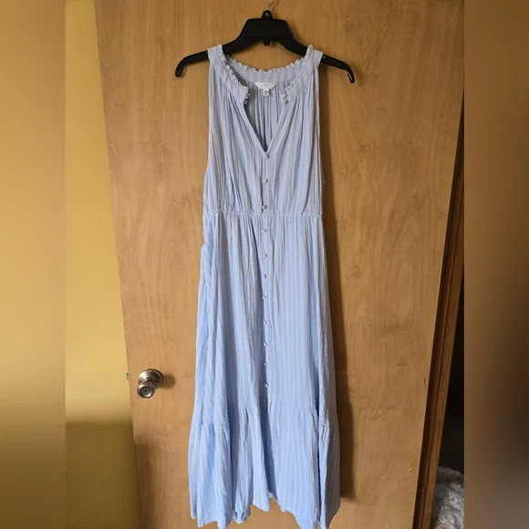 Time and Tru | Dresses | Time And Tru Blue Halter Maxi Sundress | Poshmark